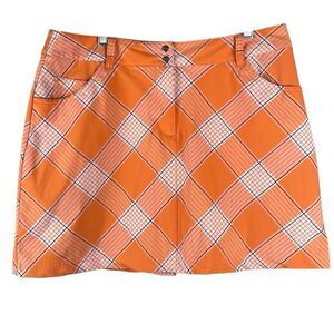 Slazenger Orange Plaid Golf Skort 8